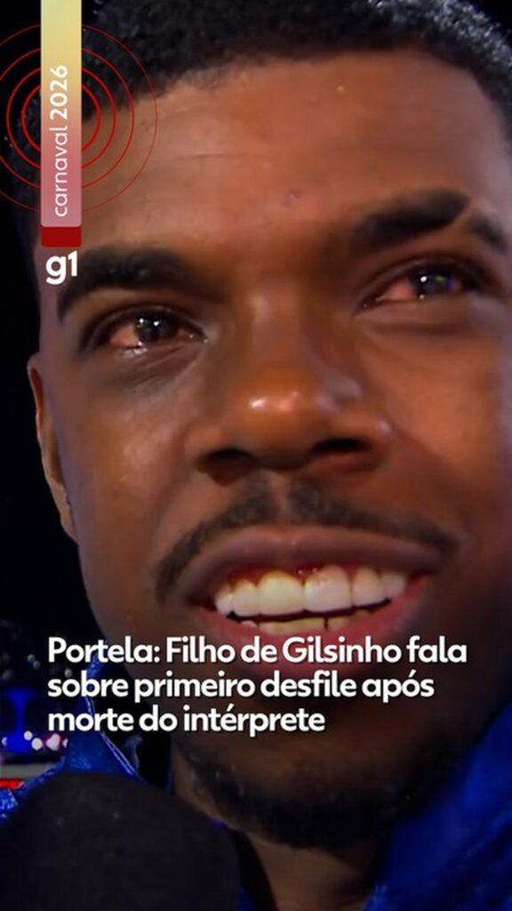 Filho de Gilsinho se emociona antes do desfile da Portela