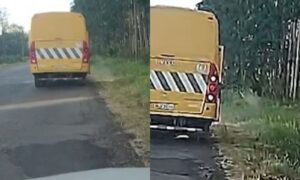 VÍDEO: servidor é flagrado jogando veneno de dentro de ônibus em vegetação de rodovia em SC