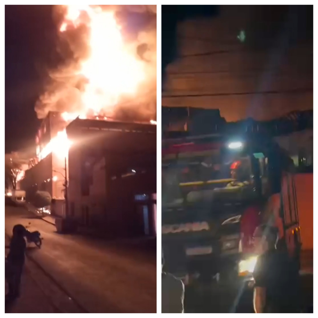 Defesa Civil isola quatro imóveis após incêndio em galpão de fábrica em BH