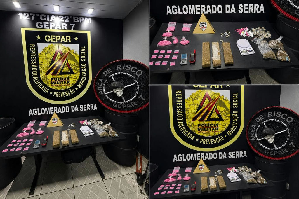 Polícia Militar apreende cocaína rosa e outros entorpecentes no Aglomerado da Serra