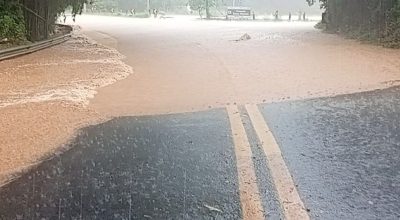 Chuva forte alaga rodovia em Socorro e inunda ruas em Serra Negra