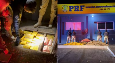 Mais de 270 kg de cocaína e skunk são encontrados em fundo falso de carreta na BR-407 em Picos