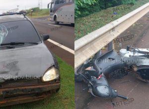 Motociclista morre após atingir carro durante conversão na SP-255 no interior de SP