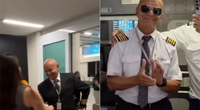 Piloto é homenageado ao fazer último voo após 50 anos de carreira