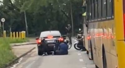 Tiroteio em Cubatão deixa suspeito morto e motoristas em pânico; VÍDEO