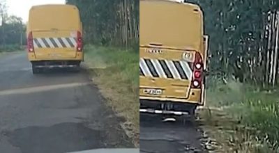 VÍDEO: servidor é flagrado jogando veneno de dentro de ônibus em vegetação de rodovia em SC