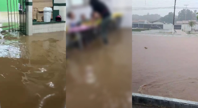 Vídeo: creche fica alagada após fortes chuvas e crianças choram no PI