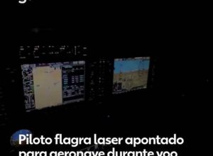 Piloto registra momento em que laser é apontado para aeronave em voo noturno sobre Minas Gerais