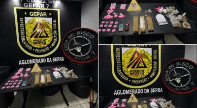 Polícia Militar apreende cocaína rosa e outros entorpecentes no Aglomerado da Serra